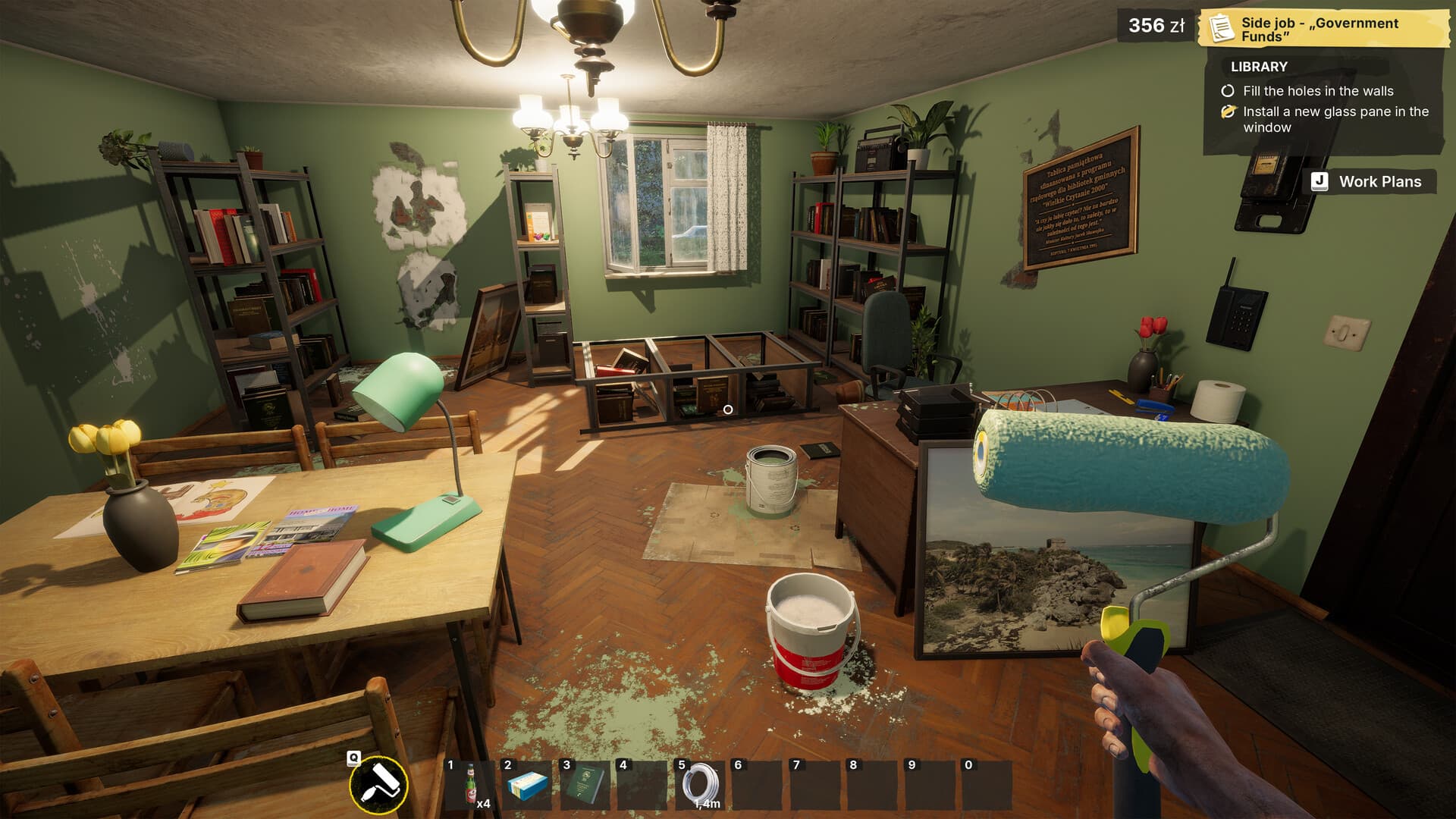 Official Low-Budget Repairs screenshot showing an apartment renovation scene